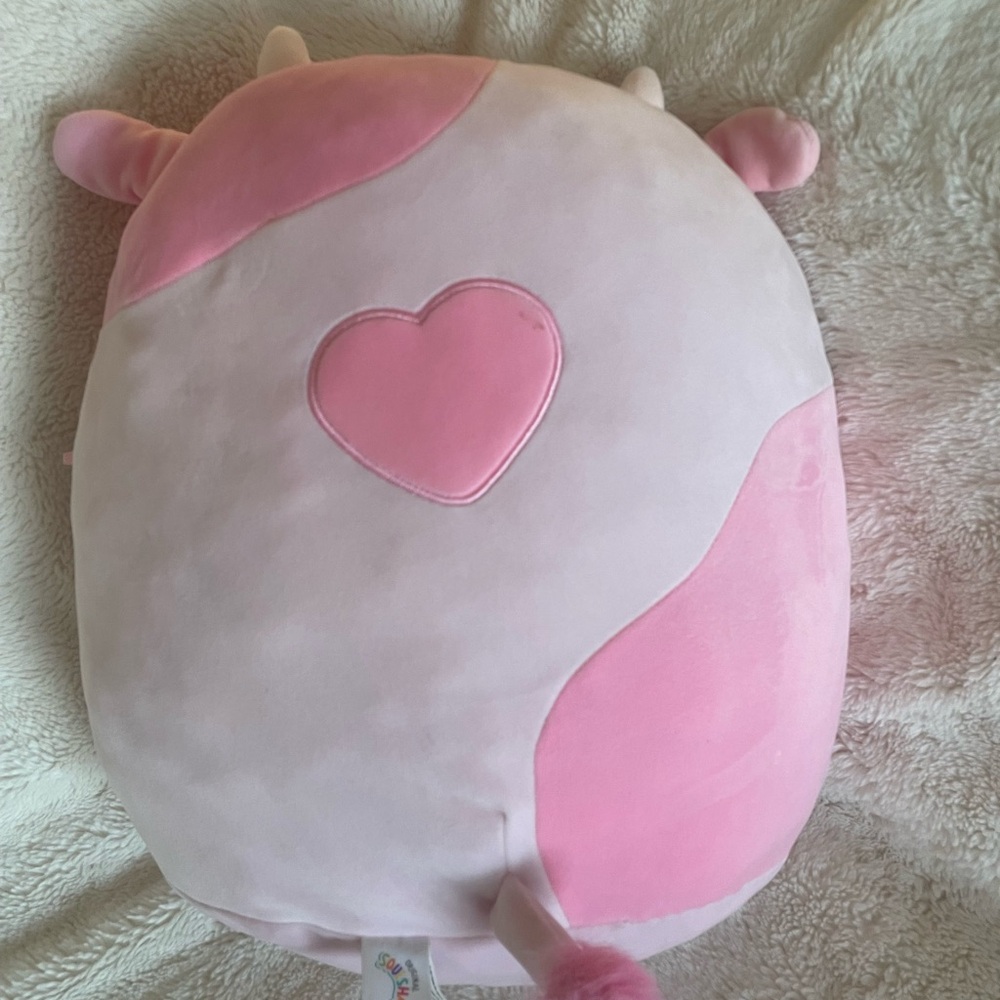 Reshma Squishmallow 14” Plush Cow Toy with Strawberry Accent - Picture 2 of 2